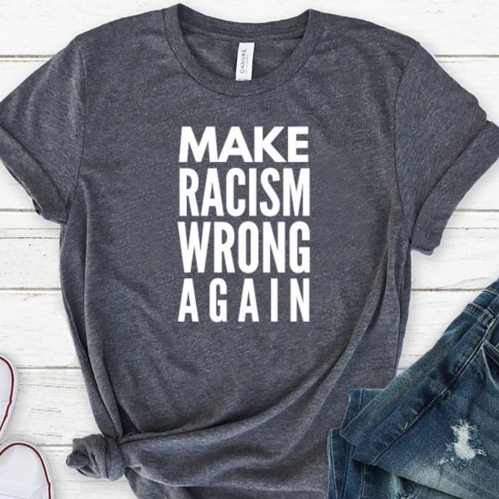 Racism Wrong Again - Dk Gry H T-shirt, Graphic Tee